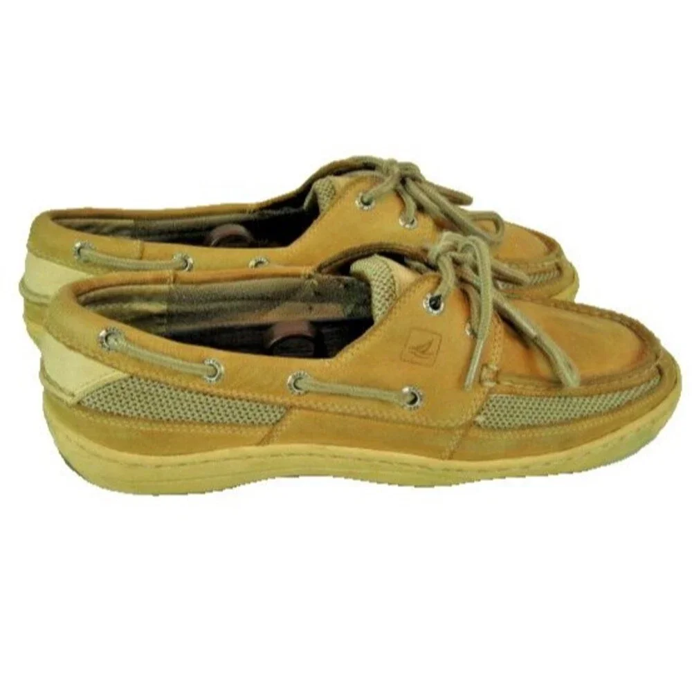 Mens Sperry Topsider Tan  Leather Deck Boat Shoes sz 8.5M